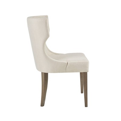 Cream Upholstered Wingback Dining Chair with Rubberwood Legs