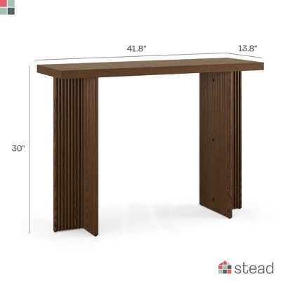 Walnut Fluted Console Table with Solid Wood Legs