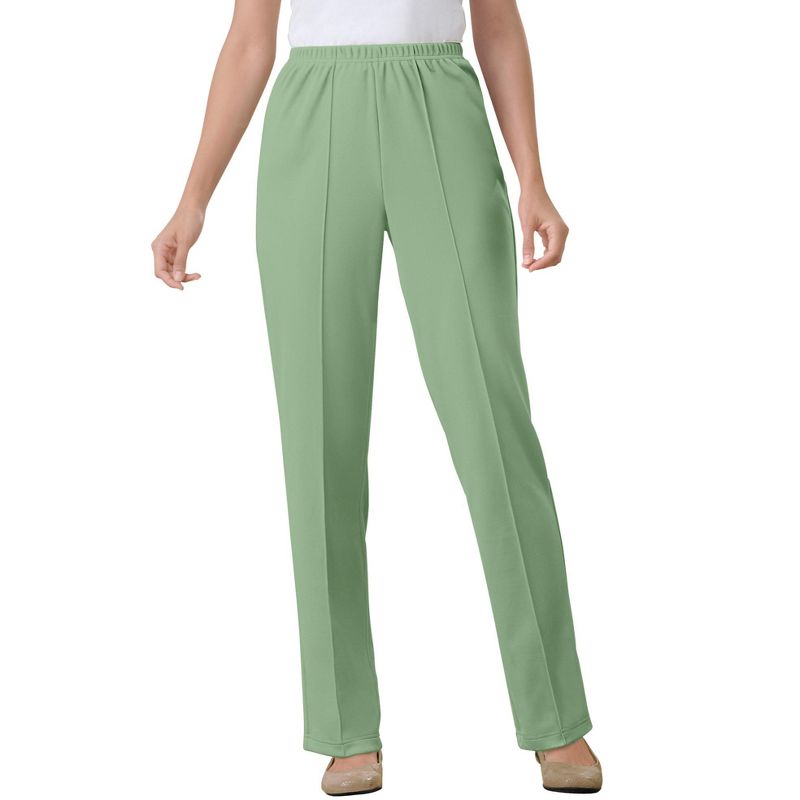 Woman Within Women's Plus Size Tall The Hassle-Free Elastic-Waist Soft Knit Pant, 1 of 3