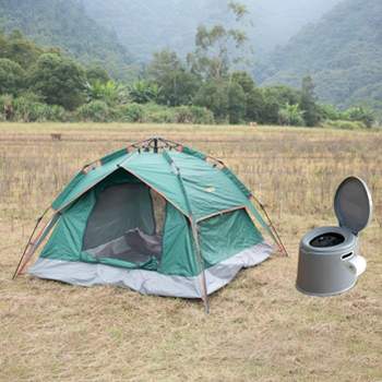 PLAYBERG Portable Travel Toilet with Pop Up Tent Sun Shelter for Camping and Hiking