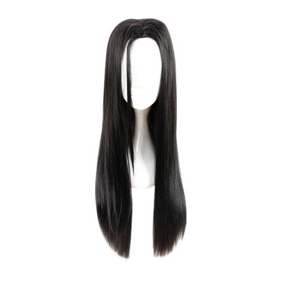 Unique Bargains Women's Halloween Wigs 26" Black with Wig Cap 1 Pc