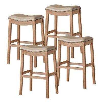 Maven Lane Adrien Backless Saddle Kitchen Stool, Set of 4