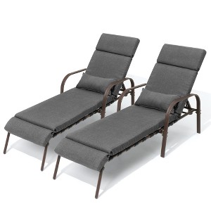 Pellebant Outdoor Recliner Adjustable Chaise Lounge Chair with Cushion & Pillow - 1 of 4