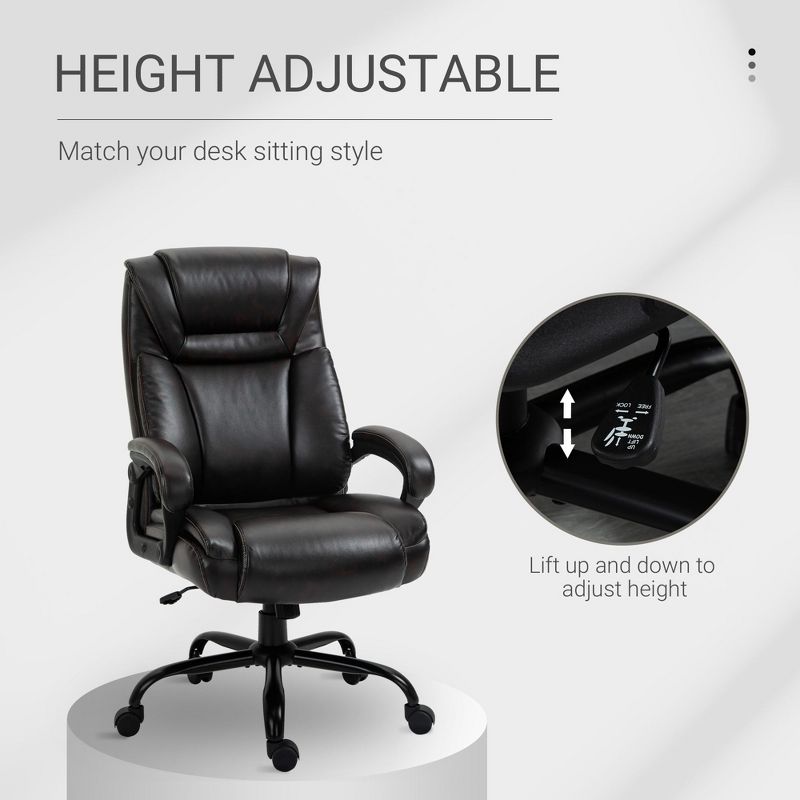 Vinsetto Big and Tall Executive Office Chair 400lbs Computer Desk Chair with High Back PU Leather Ergonomic Upholstery Adjustable Height and Swivel Wheels, 5 of 10