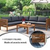 Whisen Acacia Wood Outdoor Sofa Couch Set & Patio Sectional Conversation Sofa with Coffee Table & Water-Resistant Cushions - 3 of 4