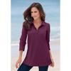 Roaman's Women's Plus Size Long Sleeve Polo Ultimate Tee - 4 of 4