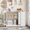 White 43" Buffet Sideboard Cabinet & Storage Dresser with Guardrail Design, Adjustable Shelves and 3 Drawers for Kitchen, Dining & Living Room - 4 of 4