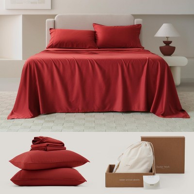 Cotton Tencel Sheet - Luxury Hotel Bedding Set, Soft, Cooling & Breathable for Hot Sleepers, Deep Pocket Up to 16 Inches