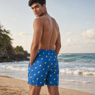 Мужские брюки HEAT Swimwear Heat Men's 17" Yellow Rubber Duckie Bathing Suit | Royal XXX Large — фото 2