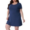 Women's Plus Size Soft Short Sleeve Ruffle Mini Loose Pajama Nightgowns - Agnes Orinda - 2 of 4