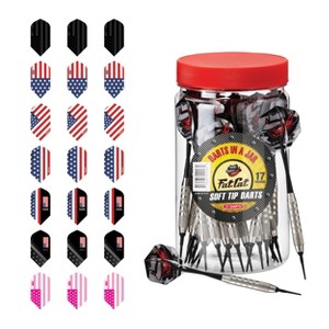 Fat Cat 21 Darts in a Jar Soft Tip 17 Grams with Patriot Dart Flights - 1 of 3