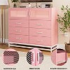 Jojoka 6-Drawer & 2-Door Storage Cabinet Dresser with Built-In Charging Station and RGB LED Lighting – Tall White Chest, Pink - 3 of 4