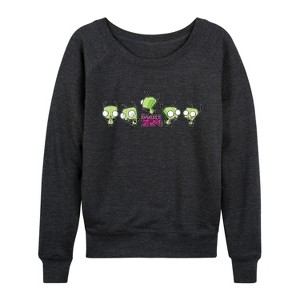 Women's - Invader Zim - Dancing Gir Lightweight French Terry Wide Neck Long Sleeve Graphic Shirt - 1 of 4
