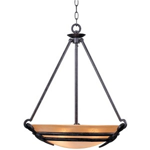 Franklin Iron Works Old Bronze Bowl Pendant Chandelier 22 1/2" Wide Mission India Scavo Glass for Dining Room House Foyer Kitchen - 1 of 4