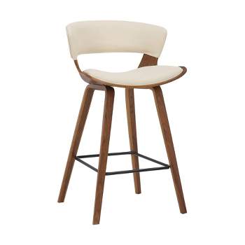 26" Jagger Faux Leather Wood Counter Height Barstool - Armen Living