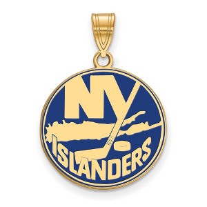 Black Bow Jewelry 14k Yellow Gold Plated Sterling Silver New York Islanders NHL Large Pendant - 1 of 3