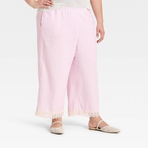 Women's Lace Trim Pull-On Pants - A New Day™ Pink 4X : Target