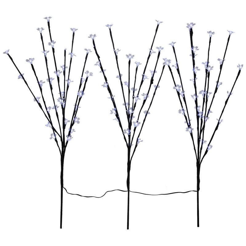 Northlight Set of 3 Pre-Lit Cherry Blossom Artificial Tree Branches 2.5' - Pure White LED Lights, 3 of 10