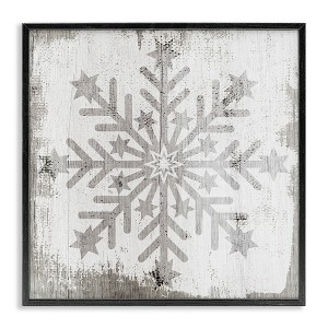 Stupell Industries Winter Snowflake Distressed Pattern Framed Giclee Art - 1 of 4
