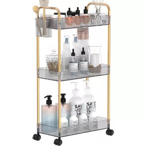Acoinel 3 Tier Acrylic Storage Rolling Cart Clear Bathroom Cart Organizer, Transparency Laundry Room Organization - 1 of 4