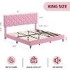 Pink Full/Queen/King Upholstered Bed Frame with Headboard, Platform Bed with Wood Slats, No Box Spring Needed - 2 of 4