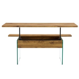 ChicFurnit Coffee Table Lift Top Design with Wood Grain Sticker for Living Room and Office, Brown, 43.3"*23.6"*11.81" - 1 of 4