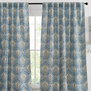 HLC.ME Messina Paisley Damask Back Tab Rod Pocket - Light Reducing Window Curtain Panels, Set of 2 - 1 of 4
