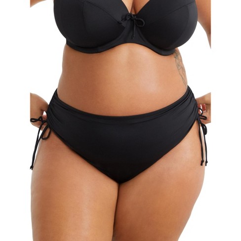 Elomi Women's Plus Size Plain Sailing Adjustable Bikini Bottom - ES7287 12  Black