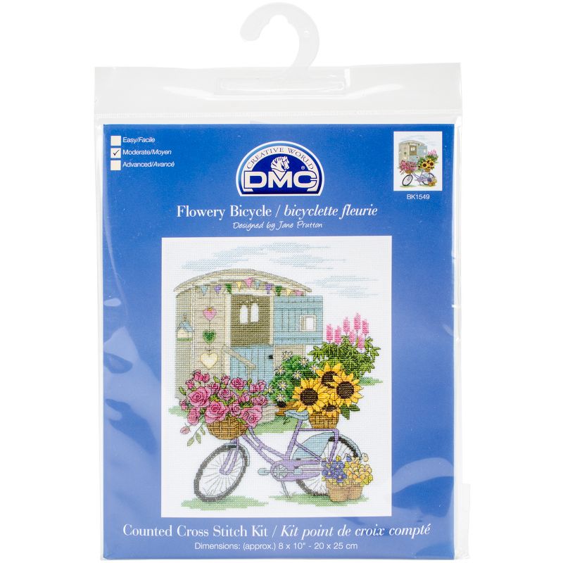 DMC Counted Cross Stitch Kit 8'X10"-Flowery Bicycle (14 Count), 1 of 3
