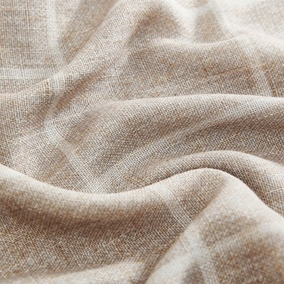 Linen Plaid Blackout Window Curtain Panel 52"x84"