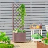 Tangkula Raised Garden Bed W/trellis Planter Box For Climbing Plants 16 ...