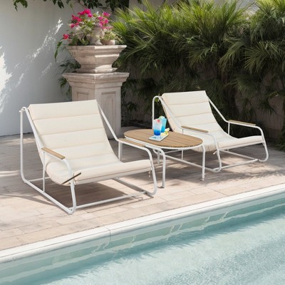 Hrinhom 3-Pieces Outdoor Lounge Chair Set,Patio Chair With Cushion And Side Table