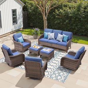 Buenhomino Patio Wicker Chairs Swivel Rocker Outdoor Rocking Chairs Set - 1 of 4