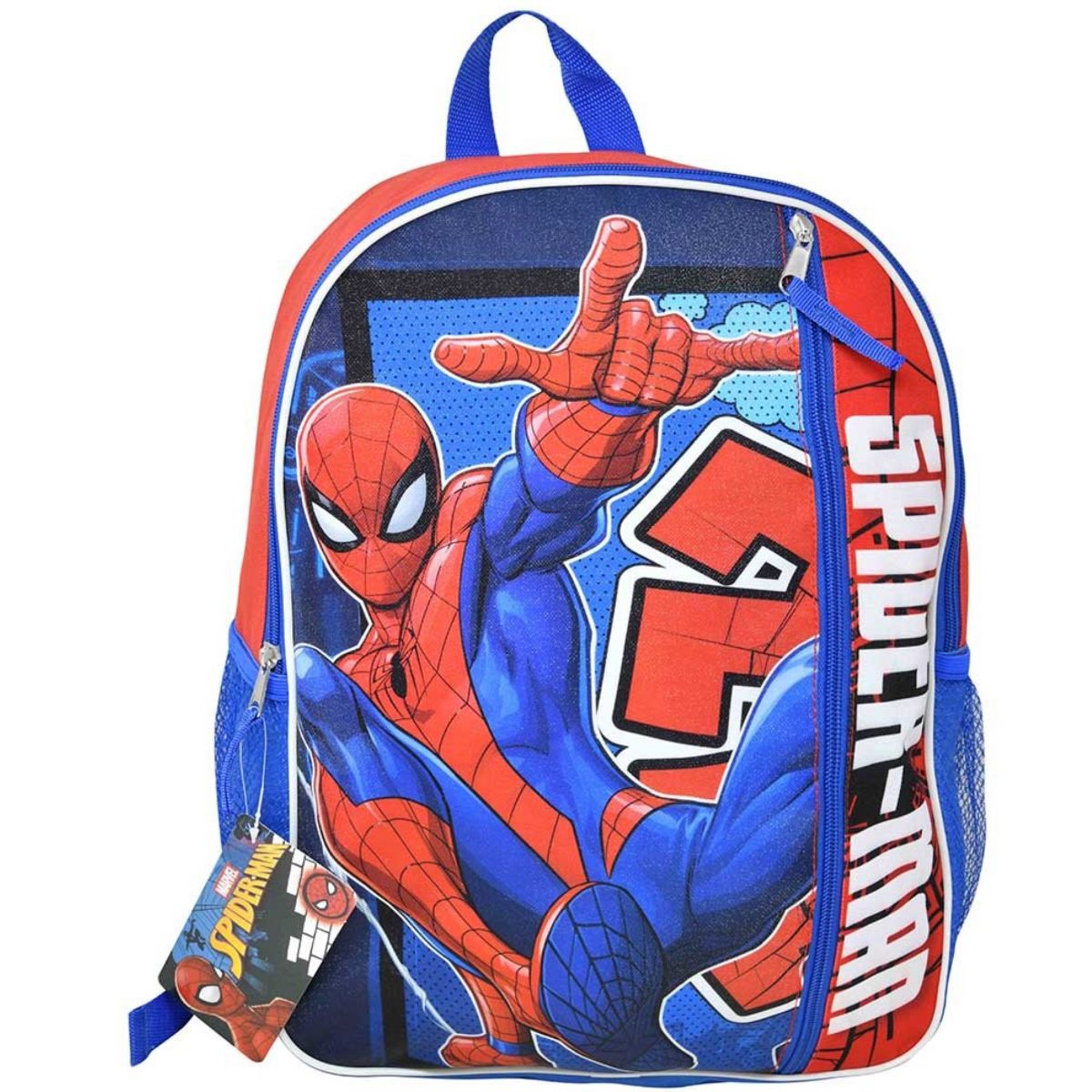 Fast Forward Spiderman 16" Kids Cartoon School Bag with Front Pocket & Side Mesh, Lightweight Travel Backpack for Boys