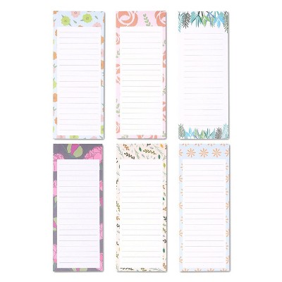 Juvale 6-Pack Magnetic Note Pads, Grocery & Shopping Notepad, To-do List for Fridge, Floral Design (60 Sheets per Pad) 3.5" x 9"