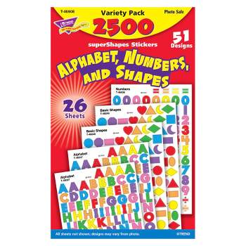Trend Enterprises Alphabet, Numbers, Shapes SuperShapes Stickers, Pack of 2500