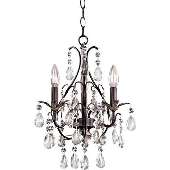 Minka Lavery Walnut Brown Pendant Chandelier 13 3/4" Wide French Crystal Glass 3-Light Fixture for Dining Room House Foyer Kitchen