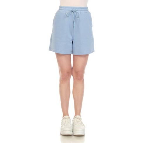 Women's Super Soft Drawstring Waistband Sweat Short Denim Blue Small -White  Mark