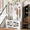 HDZNVF Hall Tree with 7 Coat Hooks for Entrance, 3-in-1 Design and Adjustable Shelves, White - 3 of 4