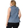 Agnes Orinda Women's Plus Size Fashion Sleeveless Elastic Waist Button Denim Vests - 4 of 4