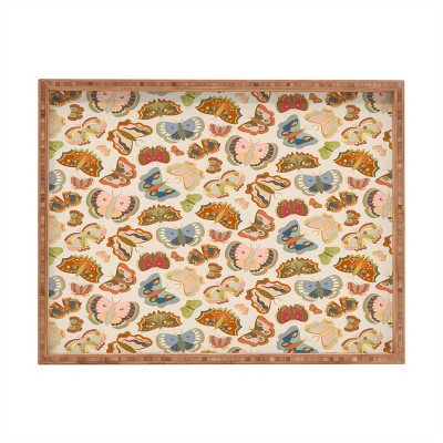Sewzinski Magic Moths Rectangular Bamboo Tray - Deny Designs