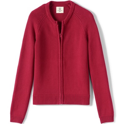 Lands' End School Uniform Kids Cotton Modal Zip Front Cardigan Sweater ...