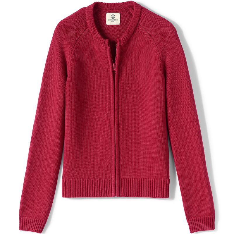Lands' End School Uniform Kids Cotton Modal Zip-front Cardigan Sweater, 1 of 6