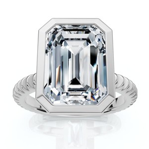 Pompeii3 Certified 4Ct Bezel Solitaire Diamond Engagement Ring 14k Gold Lab Created - 1 of 4