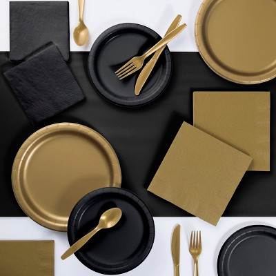  221pk Party Supplies Kit Black/Gold 