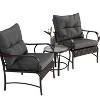 ELJGET 3-Piece Patio Furniture Set PE Wicker Conversation Bistro Set with Tempered Glass Table - 4 of 4