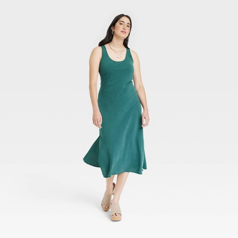 Green midi slip clearance dress