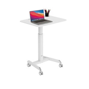 Mount-It! Standing Mobile Laptop Cart, Sit Stand Rolling Desk with Height Adjustable 31.1" x 20.5" Platform, Supports up to 17.6 Lbs., White - 1 of 4