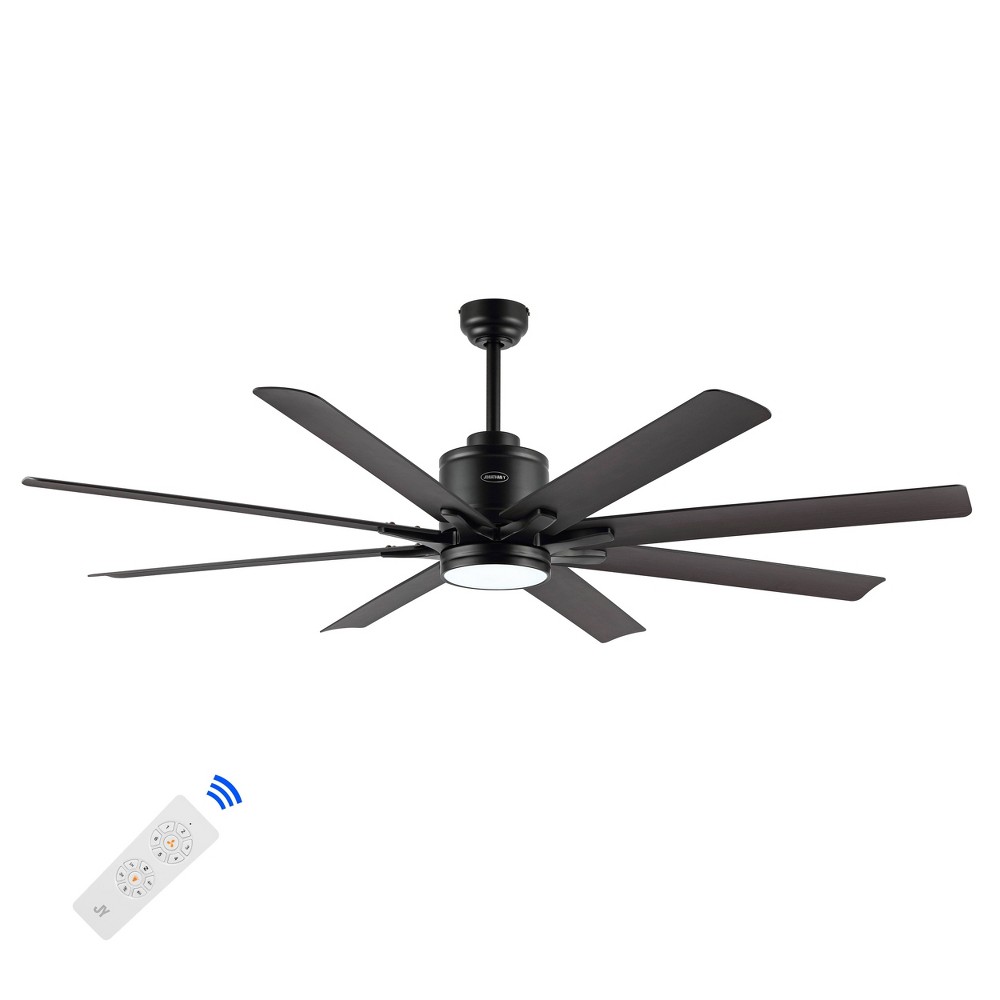 Photos - Air Conditioner 66" 1-Light Octo Iron 6-Speed Ceiling Fan with LED Light Black/Brown Wood