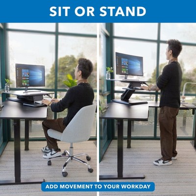 Black Adjustable Standing Desk Converter with Keyboard Tray